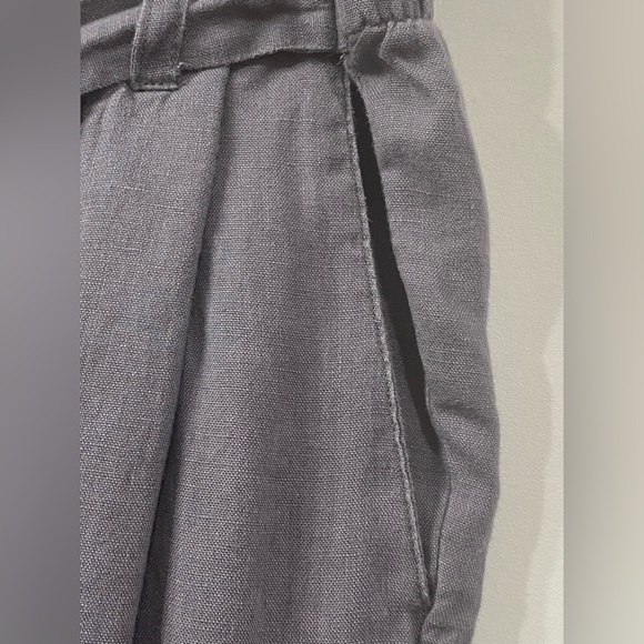 Ellen Tracy Linen Comfy Tapered Leg Pant High Waist in Mid Grey Oversized Size S - Picture 3 of 10